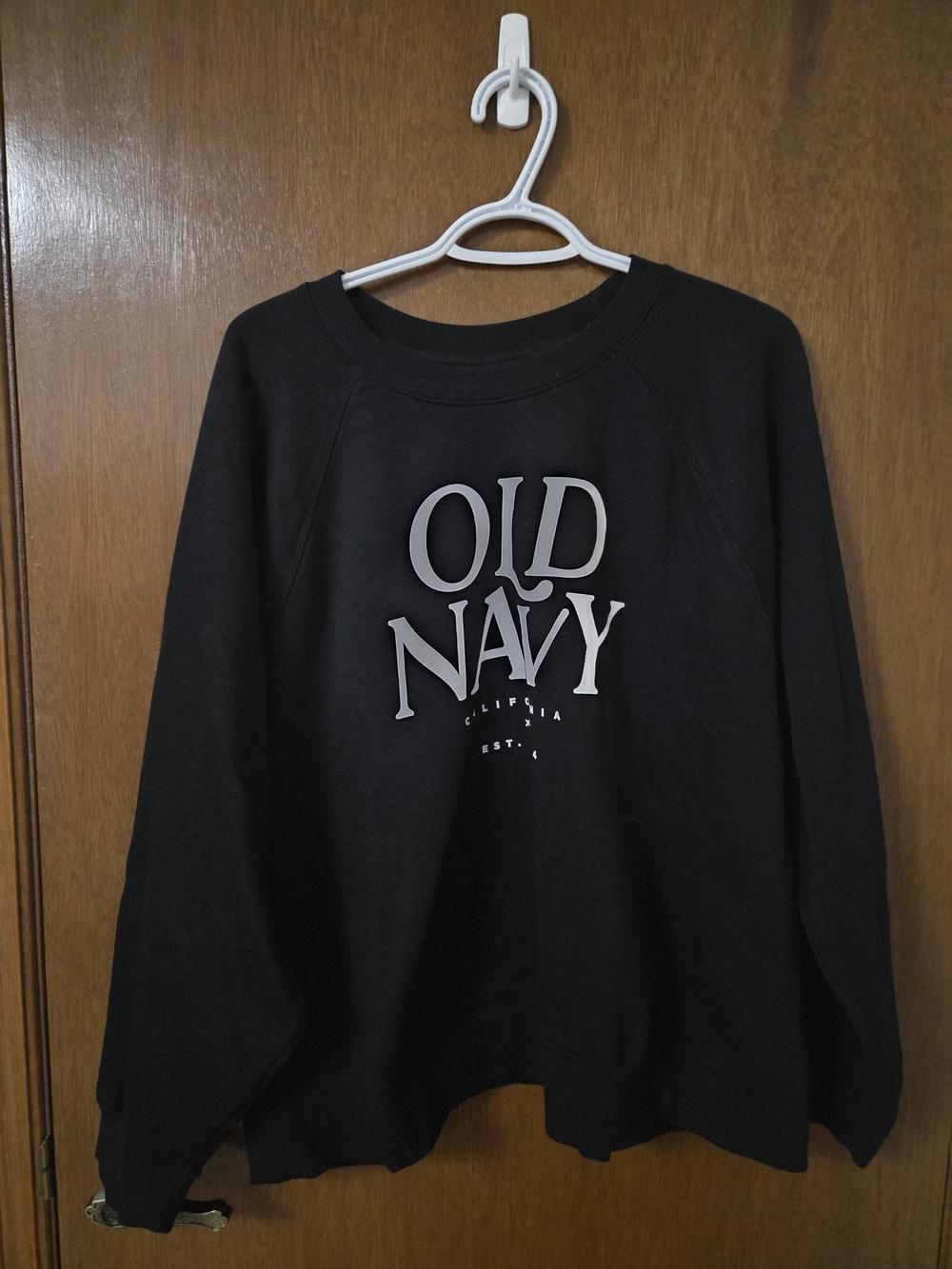 Old Navy Black Crewneck Sweatshirt with Raised White Logo